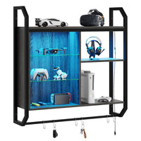 the 34 inch black led gaming floating shelves in the white background