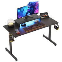 the 42 inch black carbon fiber small gaming desk in the white background