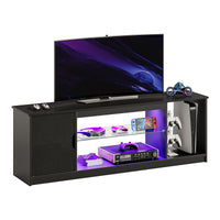 the 57 inch black carbon fiber gaming entertainment center in the white background